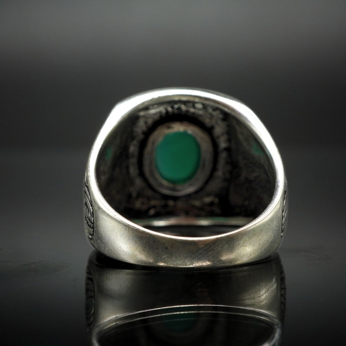 GREEN AGATE HANDMADE SILVER RING FOR MEN