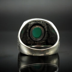GREEN AGATE HANDMADE SILVER RING FOR MEN