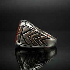 Mens Chevron Signet Ring in Silver