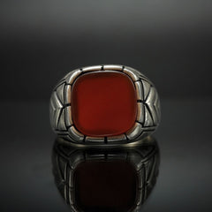 Mens Chevron Signet Ring in Silver