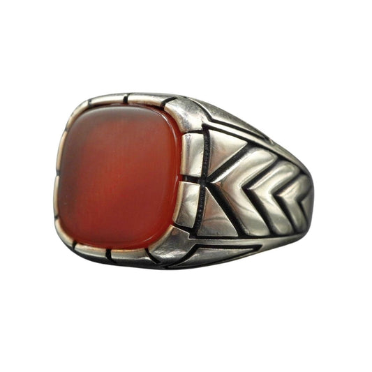 Mens Chevron Signet Ring in Silver