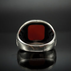 Mens Chevron Signet Ring in Silver