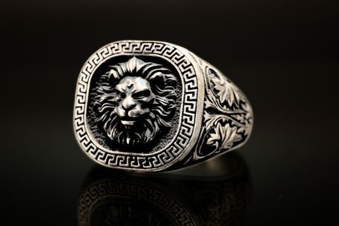 silver lion ring for mens
