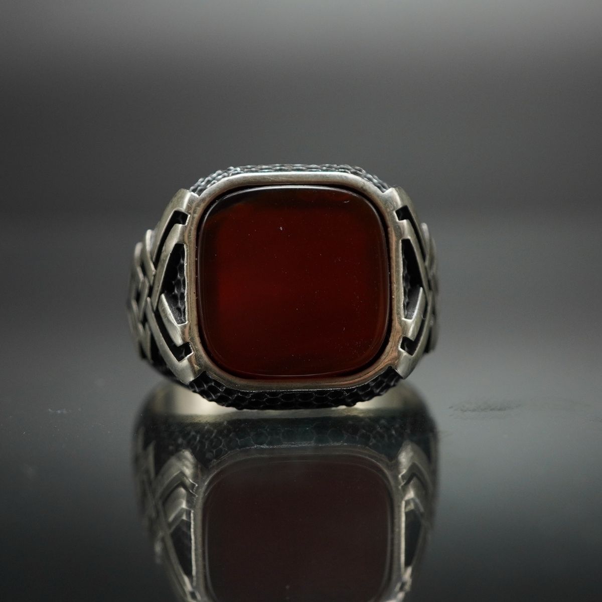 925 STERLING SILVER AGATE HANDMADE RING