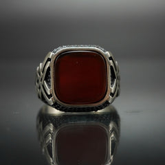 925 STERLING SILVER AGATE HANDMADE RING
