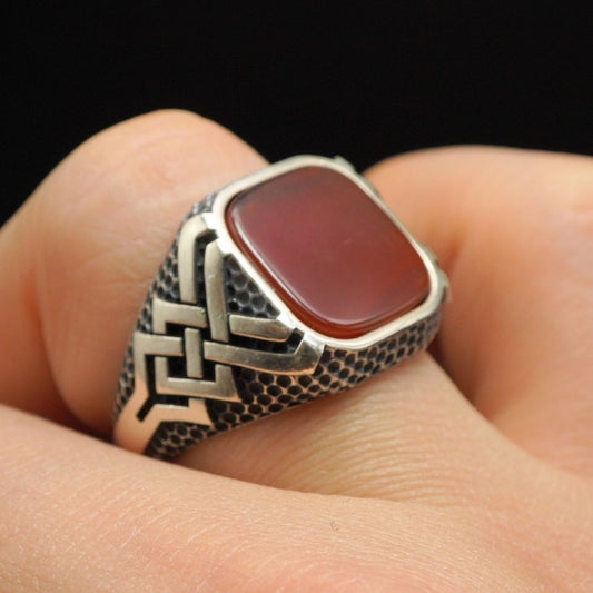 925 STERLING SILVER AGATE HANDMADE RING