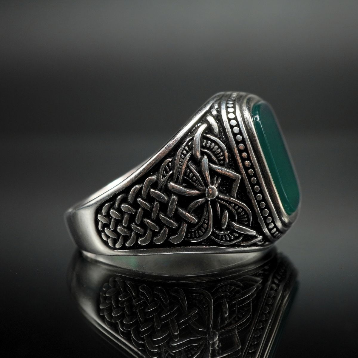 GREEN AGATE 925 STERLING SILVER RING - FROM TURKEY