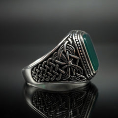 GREEN AGATE 925 STERLING SILVER RING - FROM TURKEY