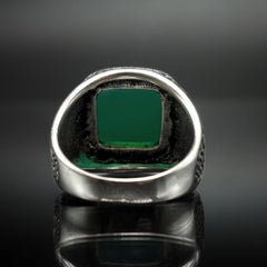 GREEN AGATE 925 STERLING SILVER RING - FROM TURKEY