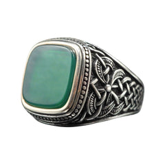 GREEN AGATE 925 STERLING SILVER RING - FROM TURKEY