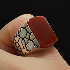 AGATE GEMSTONE 925 STERLING SILVER HANDMADE RING
