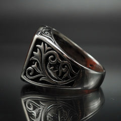 HANDMADE SILVER MEN RING IN 925 SILVER RED AGATE