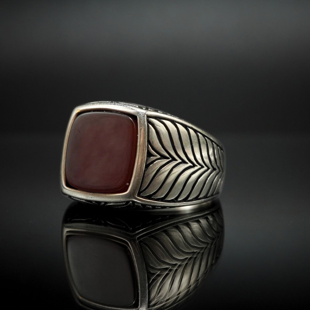 RED AGATE 925 STERLING SILVER HANDMADE RING FOR MEN