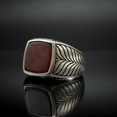 RED AGATE HANDMADE 925 STERLING SILVER RING