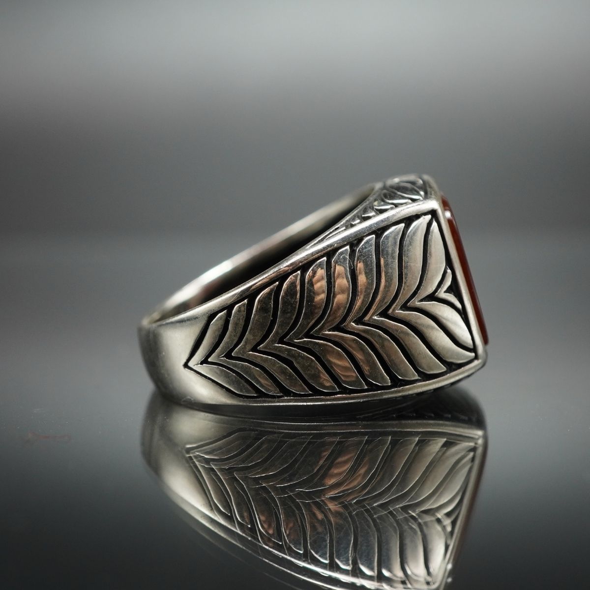 RED AGATE STONE 925 STERLING SILVER HANDMADE RING FOR MEN
