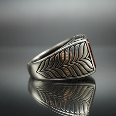 RED AGATE STONE 925 STERLING SILVER HANDMADE RING FOR MEN