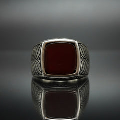 RED AGATE STONE 925 STERLING SILVER HANDMADE RING FOR MEN