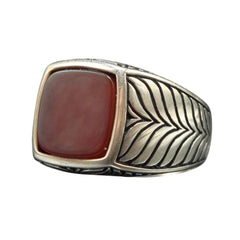 RED AGATE STONE 925 STERLING SILVER HANDMADE RING FOR MEN