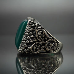 GREEN AGATE 925 STERLING SILVER RING