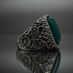 GREEN AGATE 925 STERLING SILVER RING
