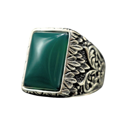 GREEN AGATE 925 STERLING SILVER RING