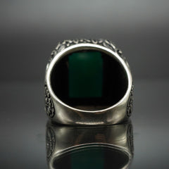 GREEN AGATE 925 STERLING SILVER RING