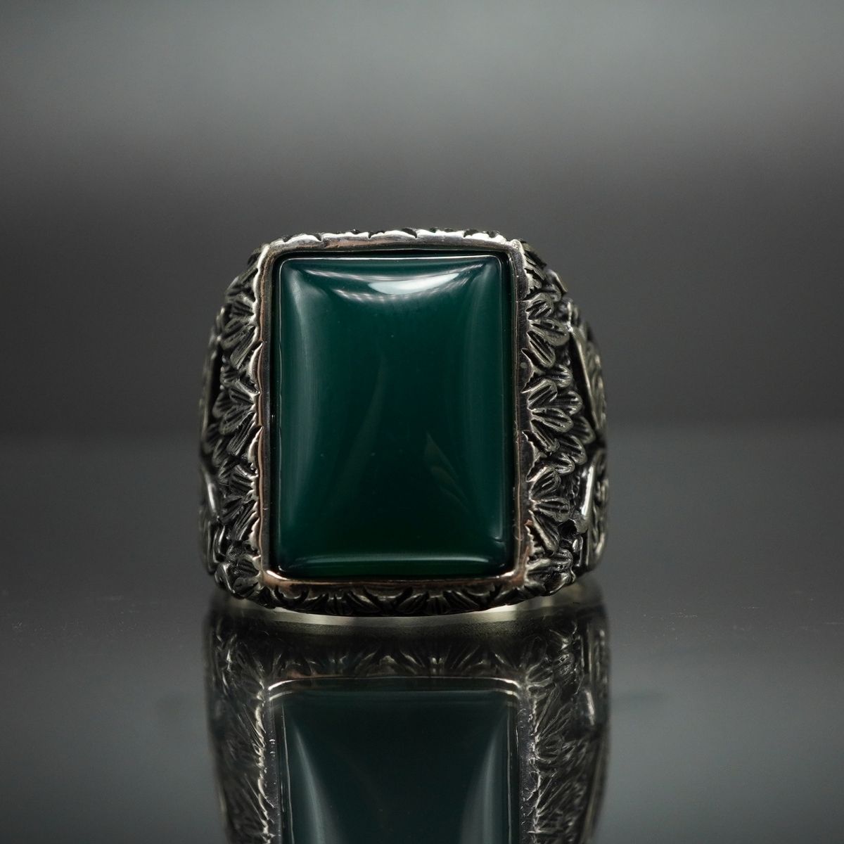 GREEN AGATE 925 STERLING SILVER RING