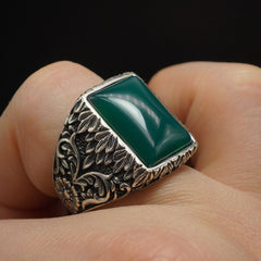 GREEN AGATE 925 STERLING SILVER RING