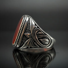 AGATE SILVER HANDMADE RING FOR MEN 