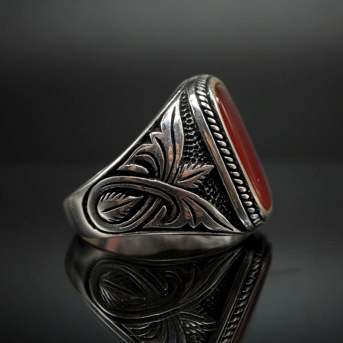 AGATE SILVER HANDMADE RING FOR MEN 