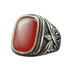 AGATE SILVER HANDMADE RING FOR MEN 