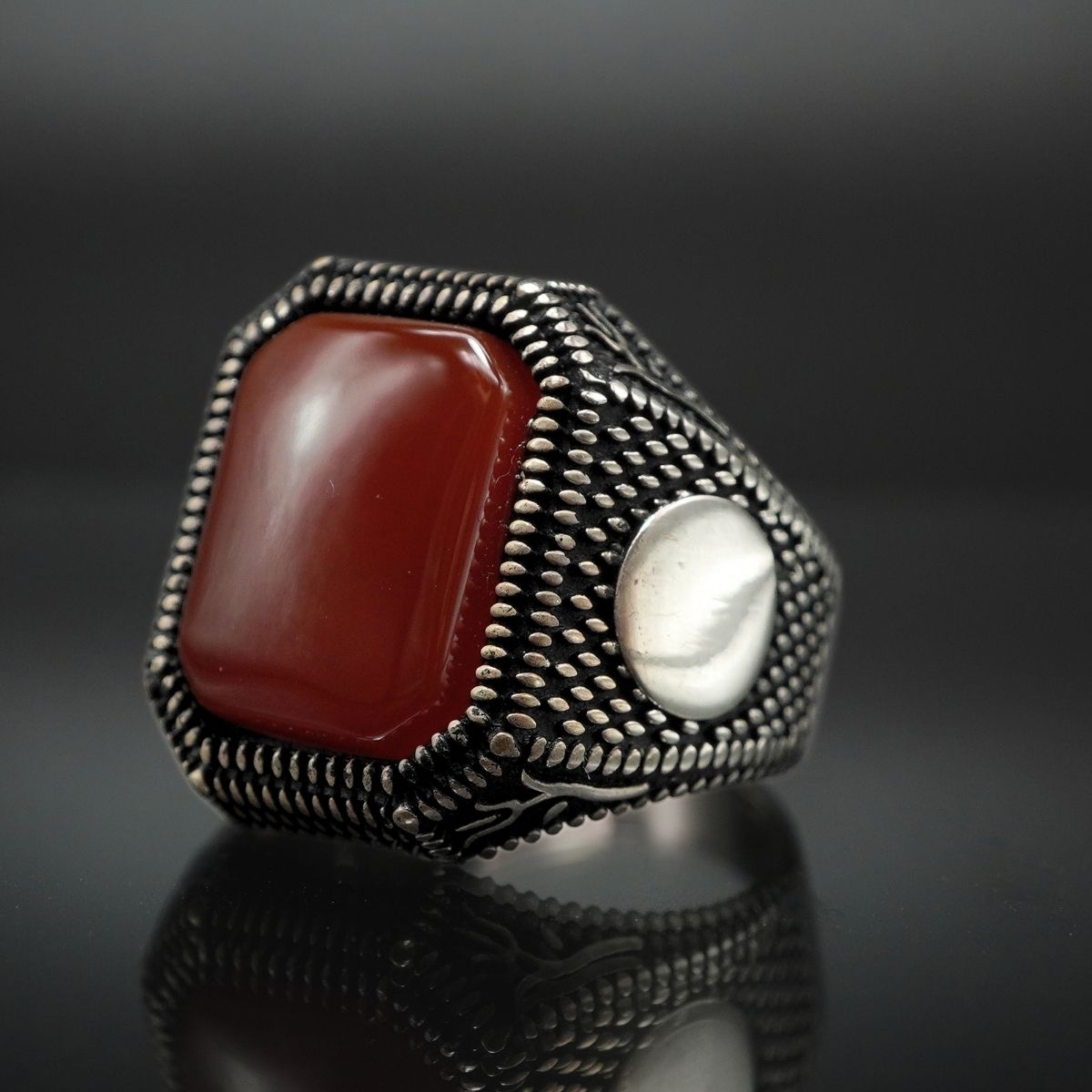 CLASSIC RED AGATE RING HANDMADE RING FOR MEN