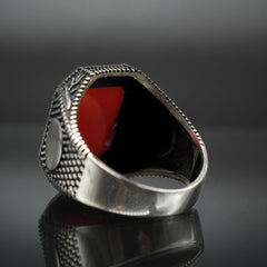 CLASSIC AGATE GEMSTONE 925 STERLING SILVER RING FOR MEN