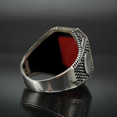 CLASSIC AGATE GEMSTONE 925 STERLING SILVER RING FOR MEN