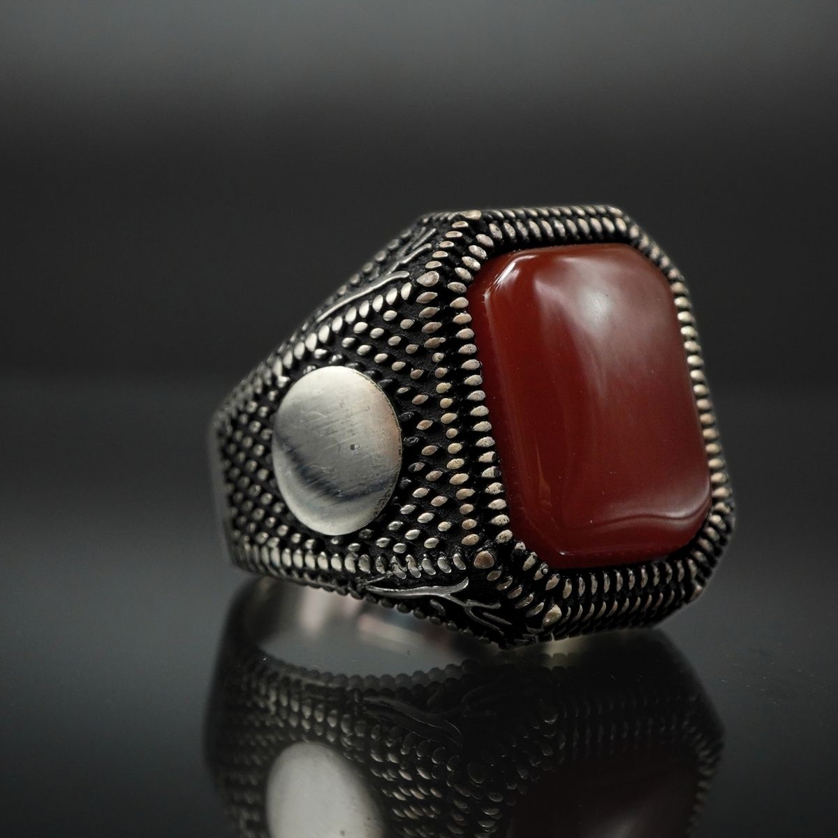 CLASSIC AGATE GEMSTONE 925 STERLING SILVER RING FOR MEN