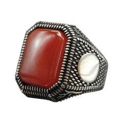CLASSIC AGATE GEMSTONE 925 STERLING SILVER RING FOR MEN
