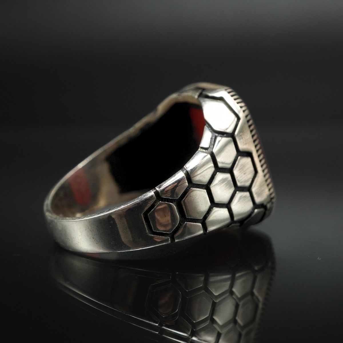 RED GEMSTONE 925 STERLING SILVER HANDMADE RING FOR MEN