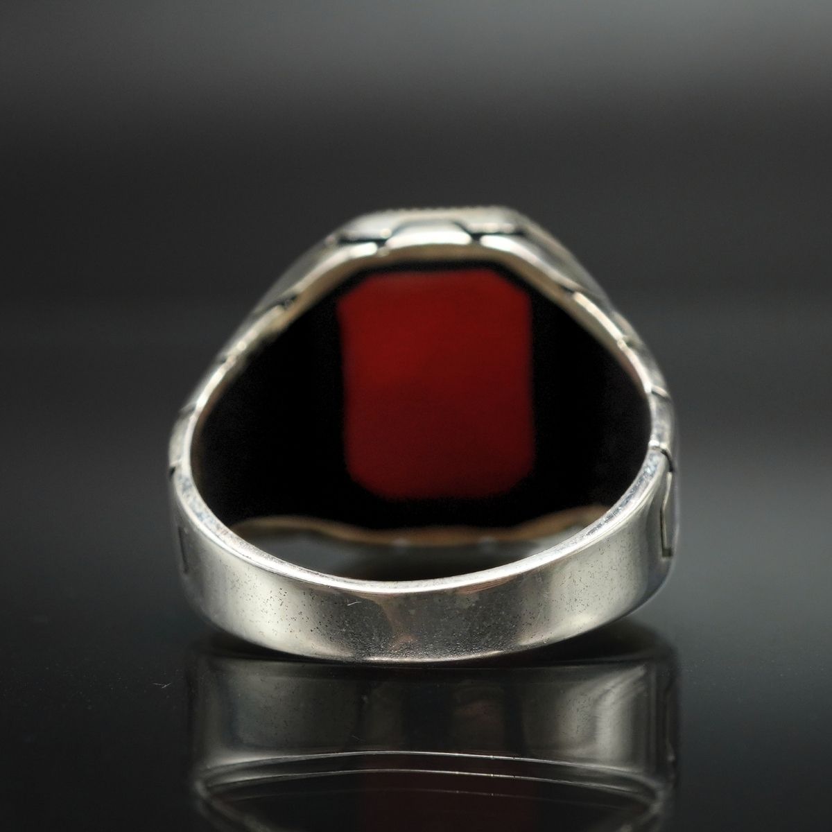 RED GEMSTONE 925 STERLING SILVER HANDMADE RING FOR MEN