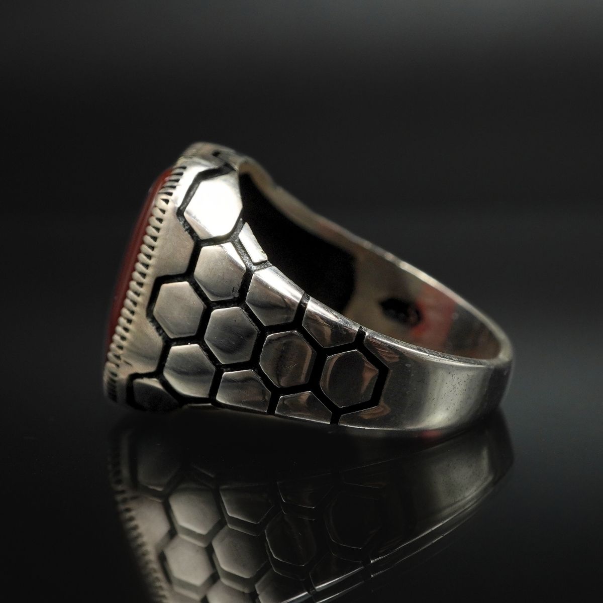RED GEMSTONE 925 STERLING SILVER HANDMADE RING FOR MEN
