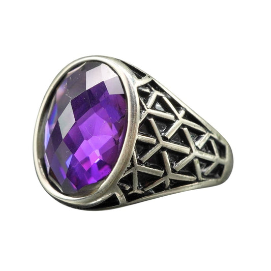 AMETHYST 925 STERLING SILVER HANDMADE RING FOR MEN