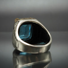 AQUAMARINE HANDMADE 925 SILVER RING FOR MEN