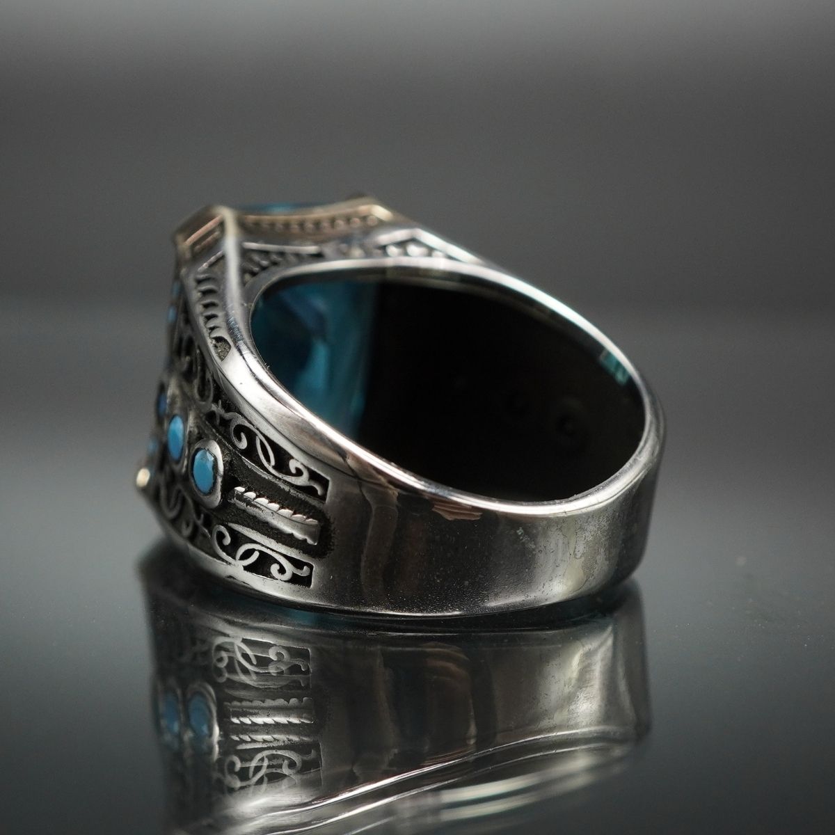 AQUAMARINE BLUE STONE 925 STERLING SILVER HANDMADE RING