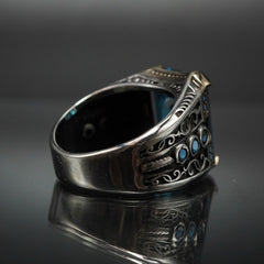 AQUAMARINE BLUE STONE 925 STERLING SILVER HANDMADE RING