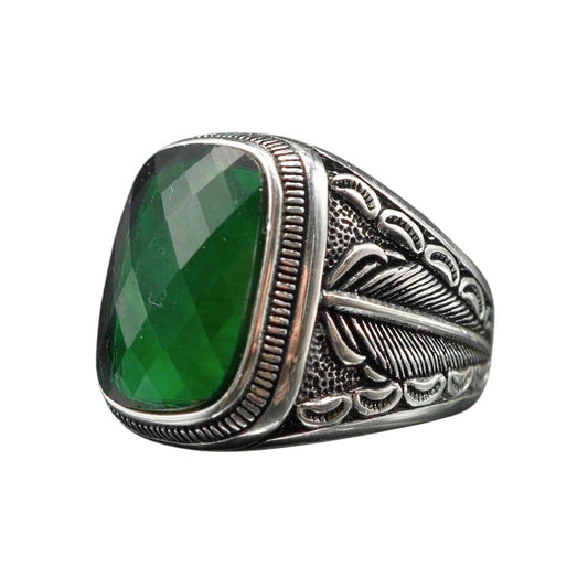 GREEN EMERALD 925 STERLING SILVER RING