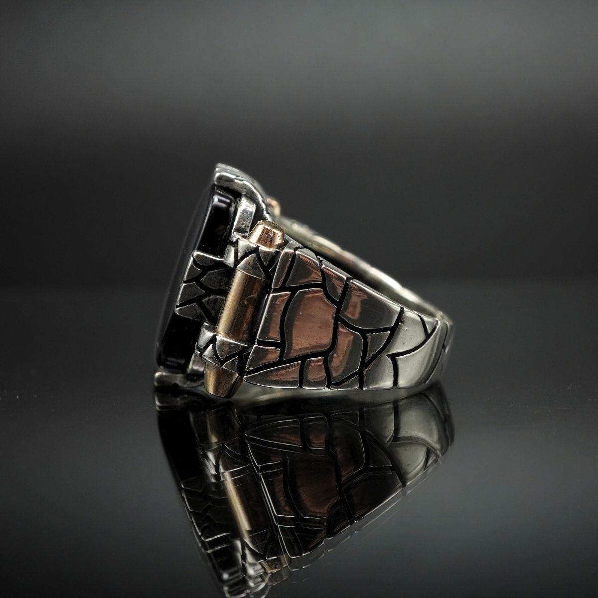 BLACK ONYX HANDMADE SILVER RING FOR MEN