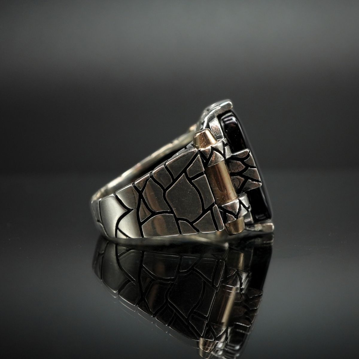 BLACK ONYX HANDMADE SILVER RING FOR MEN