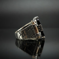BLACK ONYX HANDMADE SILVER RING FOR MEN