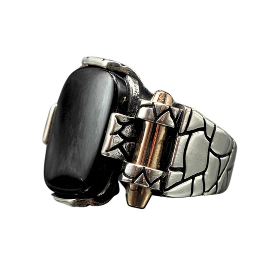 BLACK ONYX HANDMADE SILVER RING FOR MEN