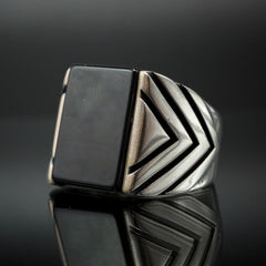 BLACK ONYX STONE 925 STERLING SILVER HANDMADE RING FOR MEN
