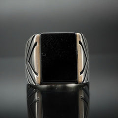 925 STERLING SILVER HANDMADE RING FOR MEN IN ONYX